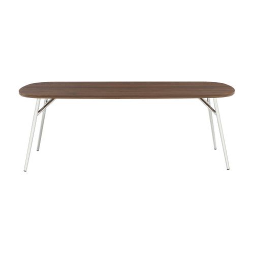 Table Basse Rectangulaire Pieds Chromés Et Décor Bois Noyer 120cm