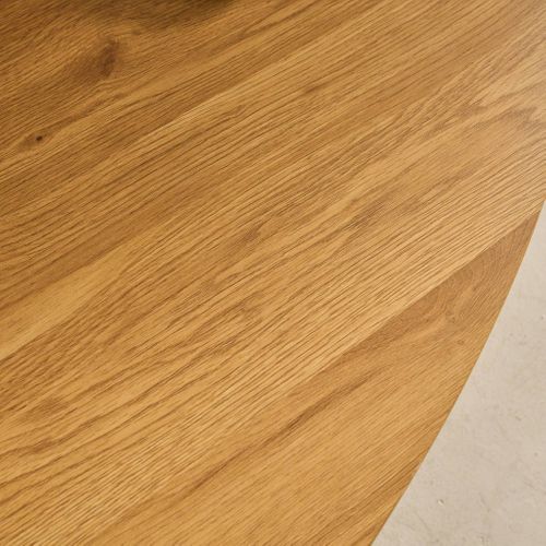 Table Basse Ovale Pieds Métal Noirs Et Effet Chêne