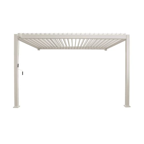 Pergola Bioclimatique Aluminium Beige Adossée Lames Orientables 4x3m Triomphe