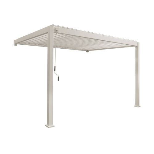 Pergola Bioclimatique Aluminium Beige Adossée Lames Orientables 4x3m Triomphe