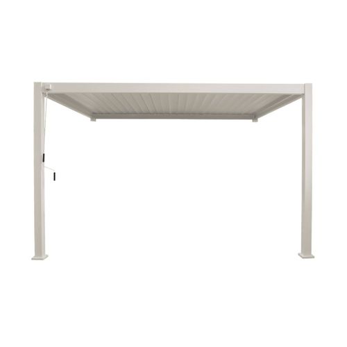 Pergola Bioclimatique Aluminium Beige Adossée Lames Orientables 4x3m Triomphe