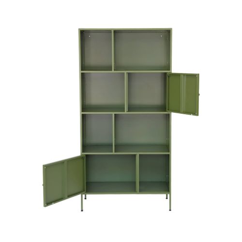 Buffet. Meuble De Rangement Industriel Métal Vert 8 Compartiments. L 80 X P 35 X H 160.5cm -
