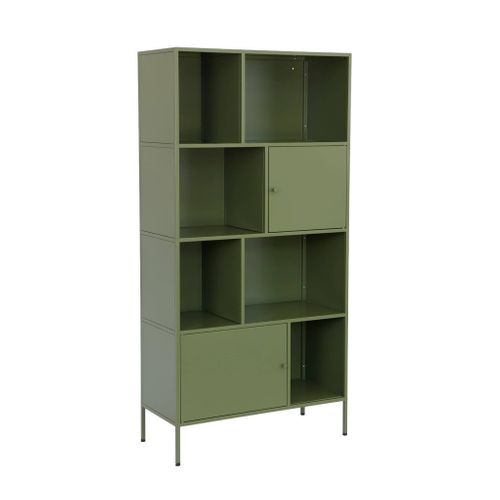 Buffet. Meuble De Rangement Industriel Métal Vert 8 Compartiments. L 80 X P 35 X H 160.5cm -