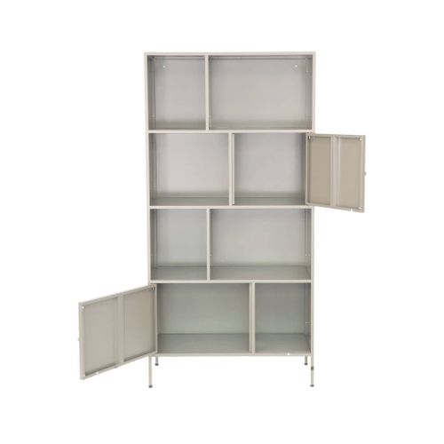 Buffet. Meuble De Rangement Industriel Métal Crème 8 Compartiments. L 80 X P 35 X H 160.5cm -