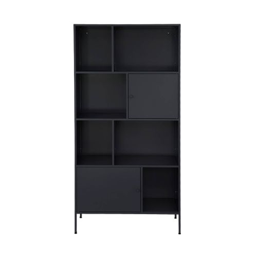 Buffet. Meuble De Rangement Industriel Métal Noir 8 Compartiments. L 80 X P 35 X H 160.5cm -