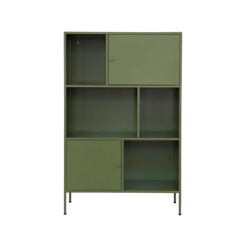 Buffet. Meuble De Rangement Industriel Métal Vert 6 Compartiments. L 80 X P 35 X H 125cm - Oklahoma