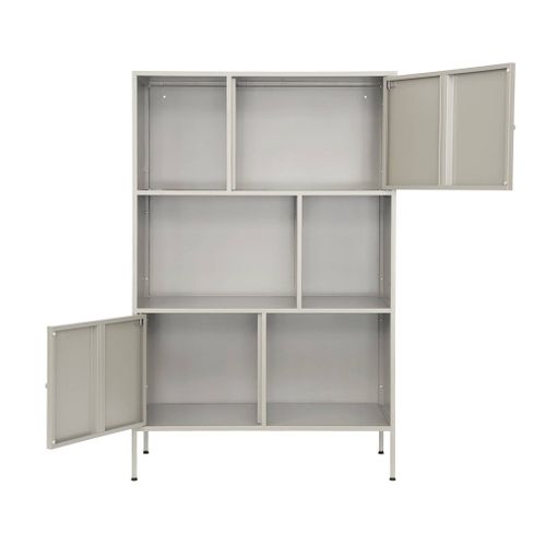 Buffet. Meuble De Rangement Industriel Métal Crème 6 Compartiments. L 80 X P 35 X H 125cm -