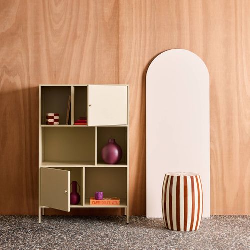 Buffet. Meuble De Rangement Industriel Métal Crème 6 Compartiments. L 80 X P 35 X H 125cm -