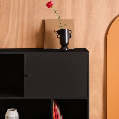 Buffet. Meuble De Rangement Industriel Métal Noir 6 Compartiments. L 80 X P 35 X H 125cm - Oklahoma