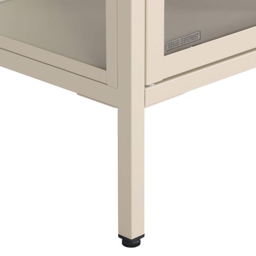 Meuble TV Industriel Métal Et Verre Trempé 3 Portes 120cm Beige - Arkansas