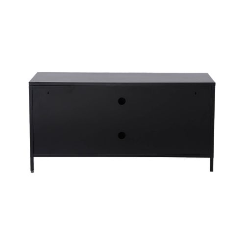 Meuble TV Industriel Métal Noir 3 Portes 120cm - Alabama
