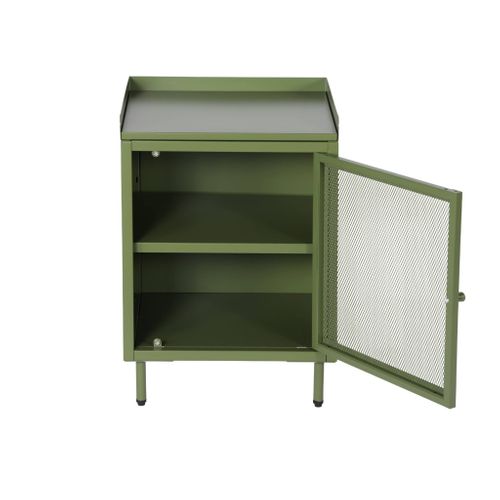 Lot De 2 Tables De Chevet Industrielles Métal Vert 1 Porte Grillagée. 40 X 37 X 58.5 Cm - Ohio