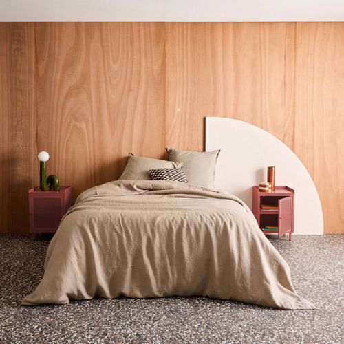 Lot De 2 Tables De Chevet Industrielles Métal Terracotta 1 Porte Grillagée. 40 X 37 X 58.5 Cm -