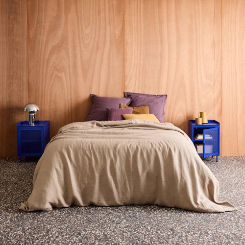 Lot De 2 Tables De Chevet Industrielles Métal Bleu 1 Porte Grillagée. 40 X 37 X 58.5 Cm - Ohio