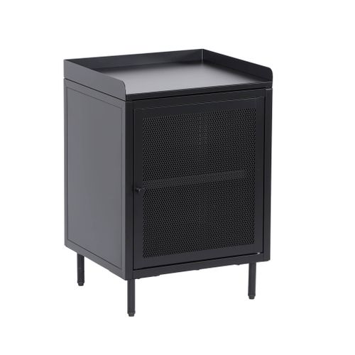 Table De Chevet Industrielle Métal Noir 1 Porte Grillagée. 40 X 37 X 58.5 Cm - Ohio