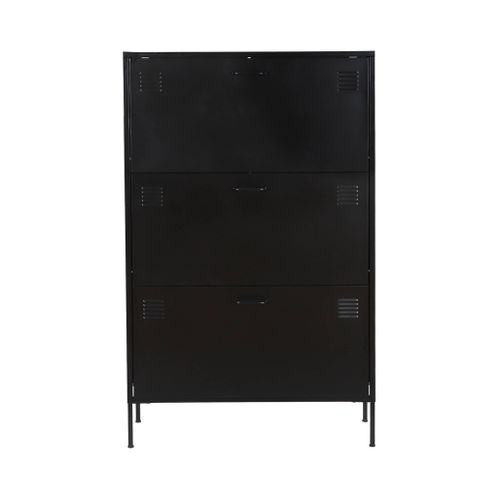 Meuble à Chaussures Industriel Métal Noir 3 Abattants - 80 X 29 X 132.5 Cm - Alabama
