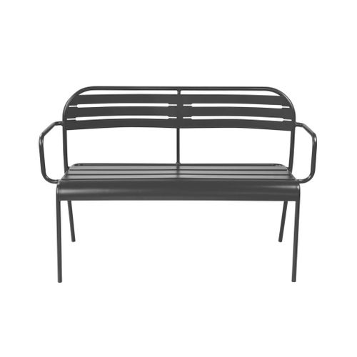 Banc Extérieur 2 Places Acier Anthracite - 118 X 52 X 80cm - Amélia