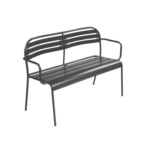 Banc Extérieur 2 Places Acier Anthracite - 118 X 52 X 80cm - Amélia