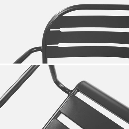 Banc Extérieur 2 Places Acier Anthracite - 118 X 52 X 80cm - Amélia