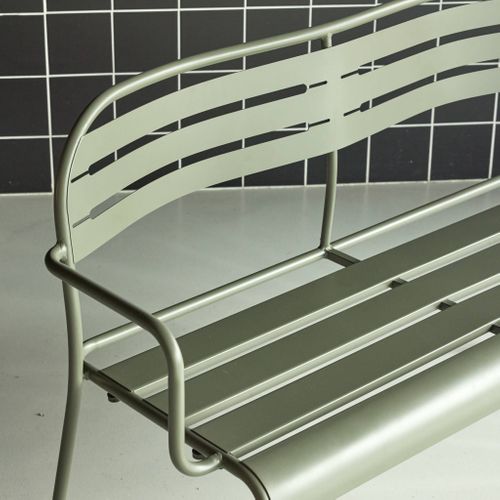 Banc Extérieur 2 Places Acier Kaki - 118 X 52 X 80cm - Amélia