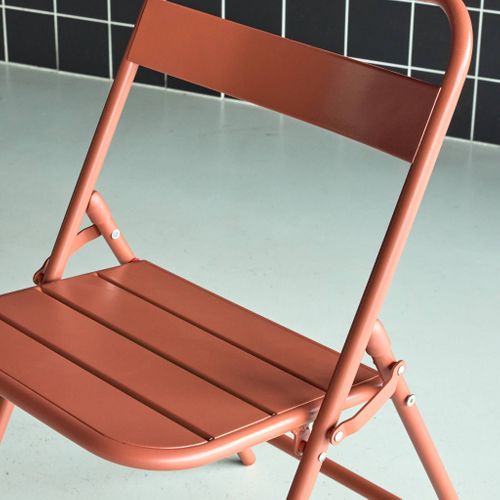 Lot De 4 Chaises De Jardin Pliante Acier Terracotta. 44.3 X 49 X 79.7 Cm - Amélia