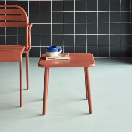 Table Basse De Jardin Carrée Acier 45cm Terracotta - Amélia