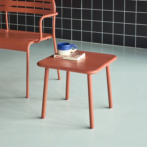 Table Basse De Jardin Carrée Acier 45cm Terracotta - Amélia