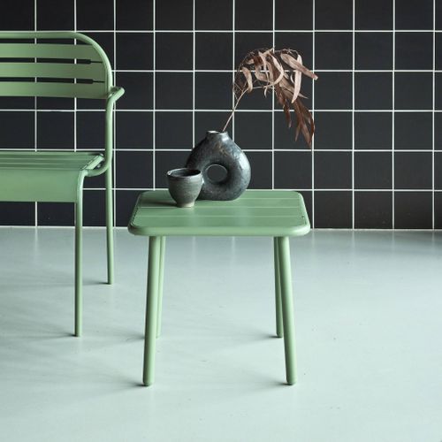 Table Basse De Jardin Carrée Acier 45cm Vert - Amélia