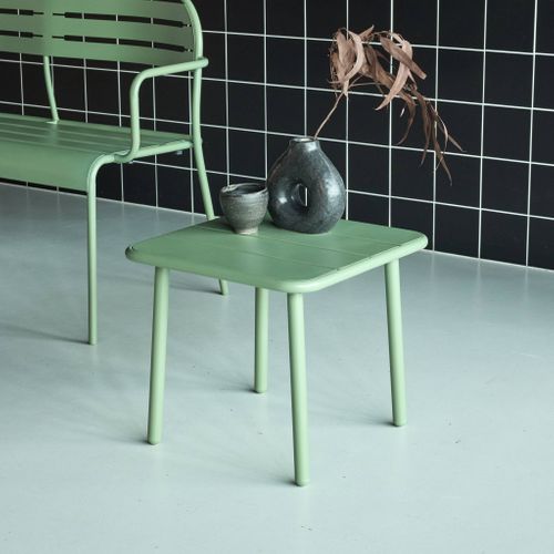 Table Basse De Jardin Carrée Acier 45cm Vert - Amélia