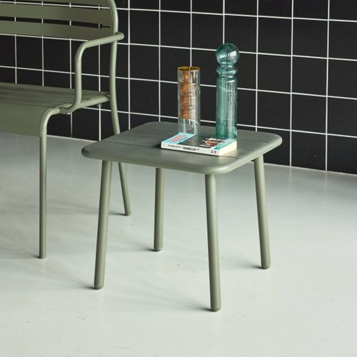 Table Basse De Jardin Carrée Acier 45cm Kaki - Amélia