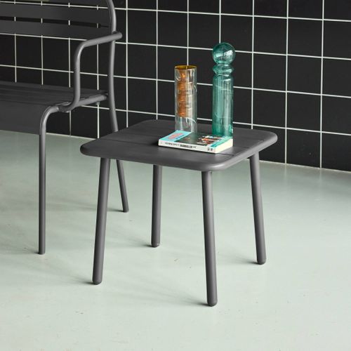 Table Basse De Jardin Carrée Acier 45cm Anthracite - Amélia