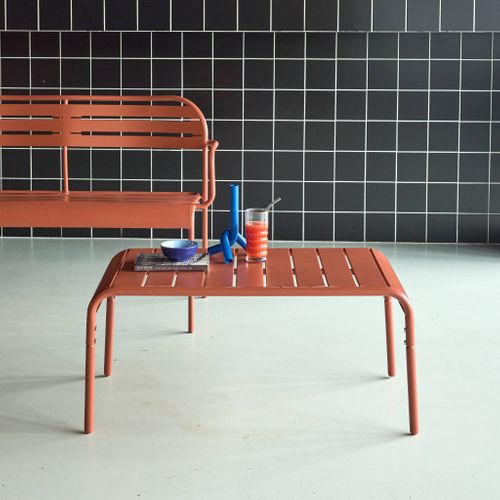 Table Basse De Jardin Rectangulaire Acier 90cm Terracotta - Amélia