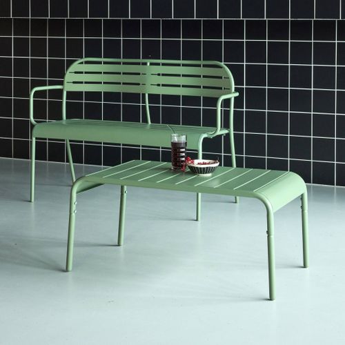 Table Basse De Jardin Rectangulaire Acier 90cm Vert - Amélia