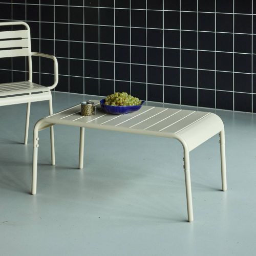 Table Basse De Jardin Rectangulaire Acier 90cm Beige - Amélia