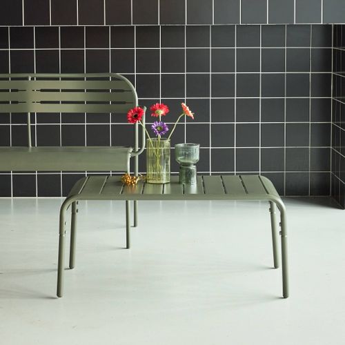 Table Basse De Jardin Rectangulaire Acier 90cm Kaki - Amélia