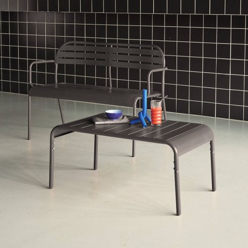 Table Basse De Jardin Rectangulaire Acier 90cm Anthracite - Amélia