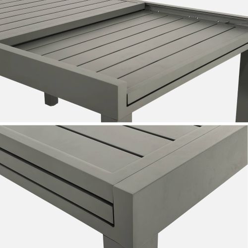 Table De Jardin Extensible Aluminium Kaki. 8 Places. 135 / 270 X 90 X 75 Cm