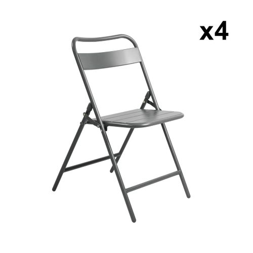 Table De Jardin Métal + 4 Assises Anthracite. Amelia L 120 X 70 X 72.5cm