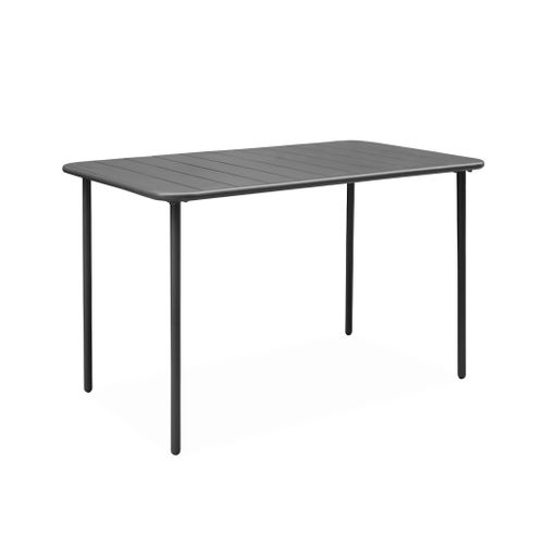 Table De Jardin Métal + 4 Assises Anthracite. Amelia L 120 X 70 X 72.5cm
