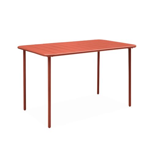 Table De Jardin Métal + 4 Assises Terracotta. Amelia L 120 X 70 X 72.5cm