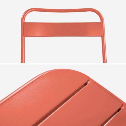 Table De Jardin Métal + 4 Assises Terracotta. Amelia L 120 X 70 X 72.5cm