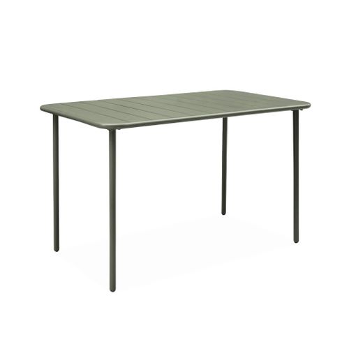 Table De Jardin Métal + 4 Assises Kaki. Amelia L 120 X 70 X 72.5cm