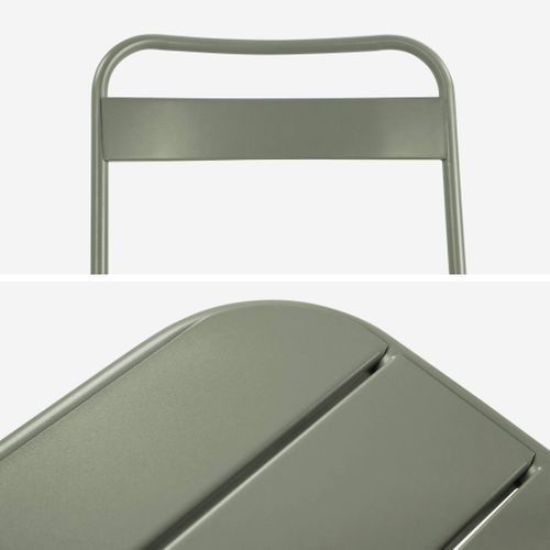 Table De Jardin Métal + 4 Assises Kaki. Amelia L 120 X 70 X 72.5cm