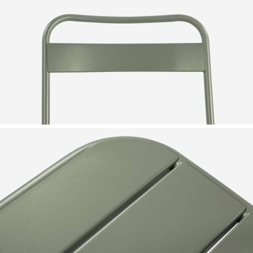 Table De Jardin Métal + 6 Assises Kaki. Amelia 160 X 90 X H 72.5cm