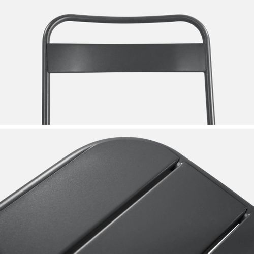 Table De Jardin Métal + 2 Assises Anthracite. Amelia 70 X 70 Cm