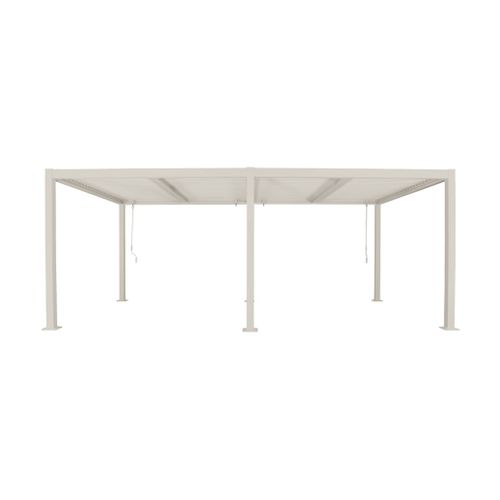 Pergola Bioclimatique Beige. Aluminium Et Acier. 3x6m. Lames Orientables
