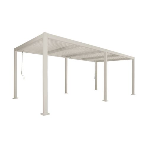 Pergola Bioclimatique Beige. Aluminium Et Acier. 3x6m. Lames Orientables