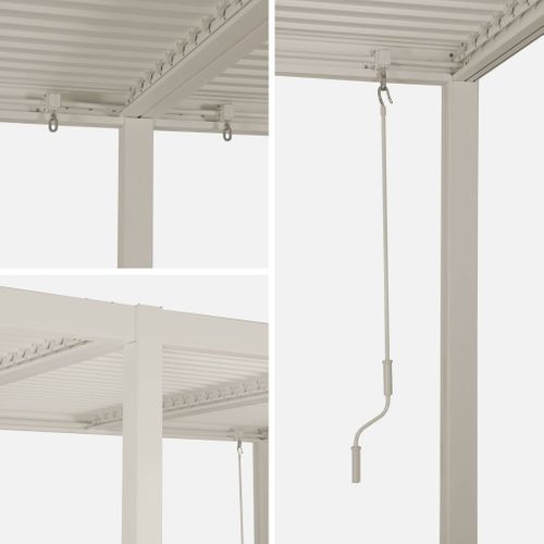 Pergola Bioclimatique Beige. Aluminium Et Acier. 3x6m. Lames Orientables