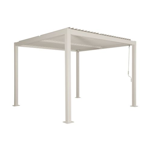 Pergola Bioclimatique Beige. Aluminium Et Acier. 3x3m. Lames Orientables