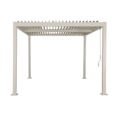Pergola Bioclimatique Beige. Aluminium Et Acier. 3x3m. Lames Orientables